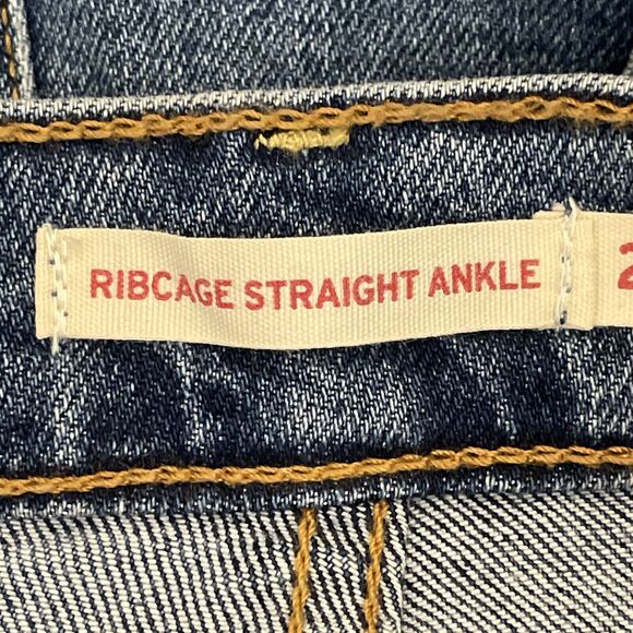 Levi's Womens Blue Denim Jeans Size 28 Buttonfly Ribcage Straight Ankle Stretch - Picture 8 of 13